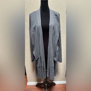 A.N.A.  A New Approach Gray Open Front Cardigan
